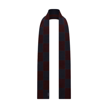 Navy and Burgundy Striped & Checkered Double-Sided Corduroy Padded Scarf Image 3