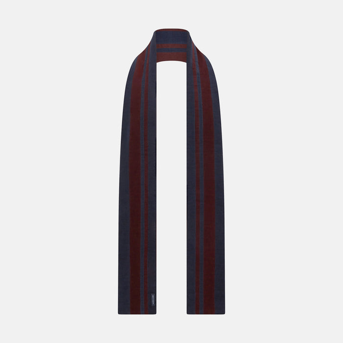 Navy and Burgundy Striped Double-Sided Corduroy Padded Scarf Image 3