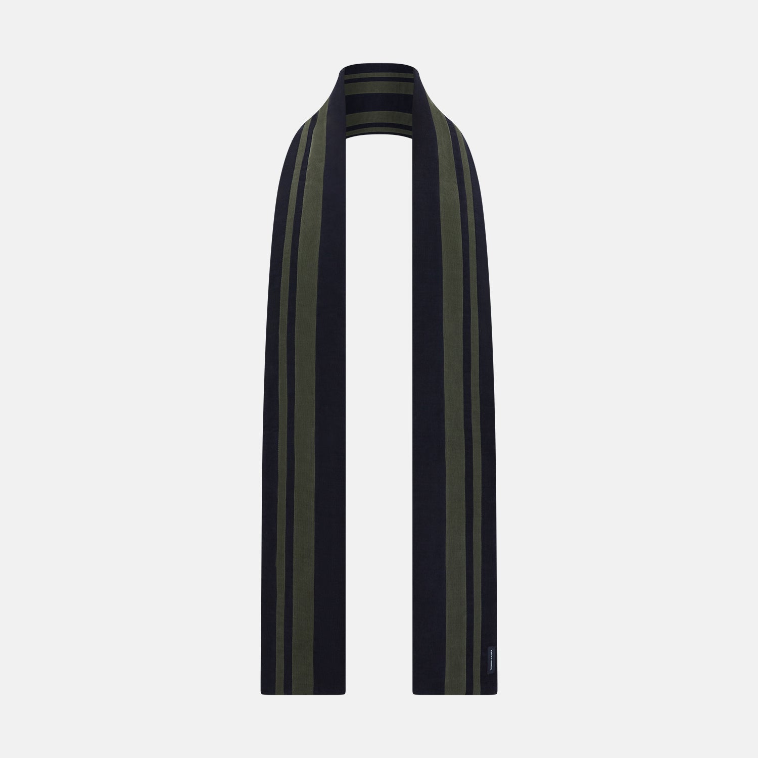 View 1 of product Navy and Olive Green Striped Double-Sided Corduroy Padded Scarf OS