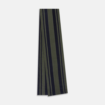 Navy and Olive Green Striped Double-Sided Corduroy Padded Scarf