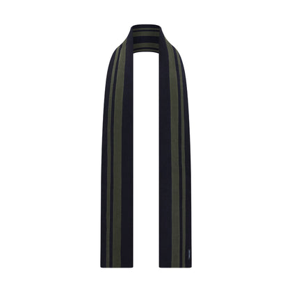 Navy and Olive Green Striped Double-Sided Corduroy Padded Scarf Image 3