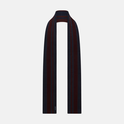 Navy and Burgundy Striped Double-Sided Corduroy Padded Scarf