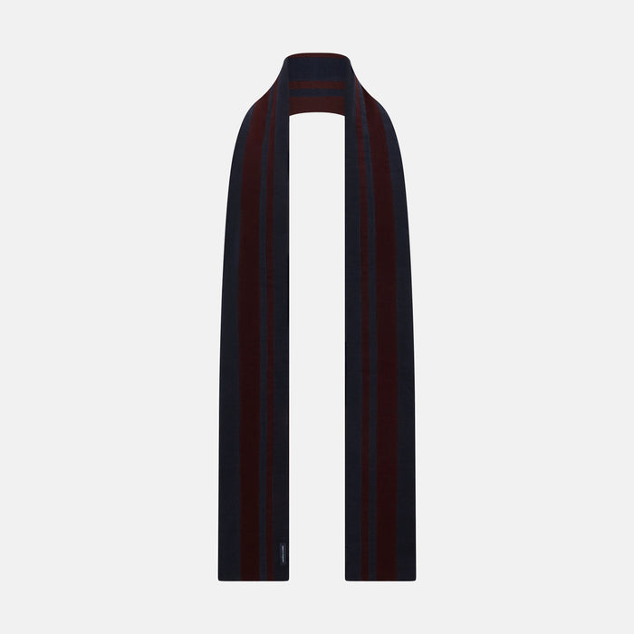 Navy and Burgundy Striped Double-Sided Corduroy Padded Scarf