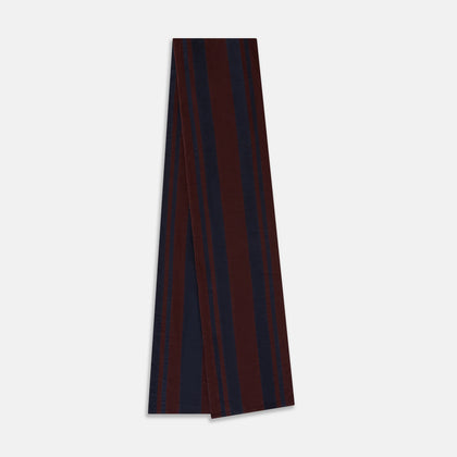 Navy and Burgundy Striped Double-Sided Corduroy Padded Scarf