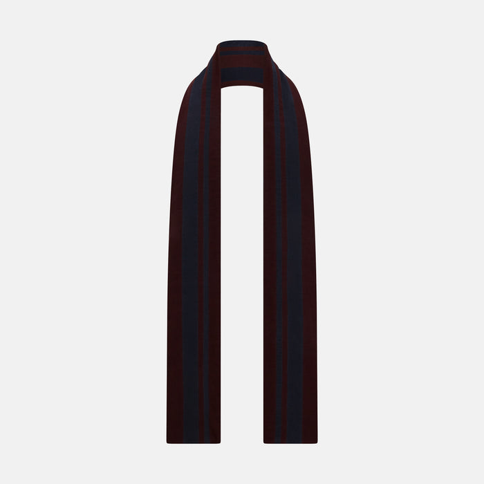 Navy and Burgundy Striped Double-Sided Corduroy Padded Scarf Image 2