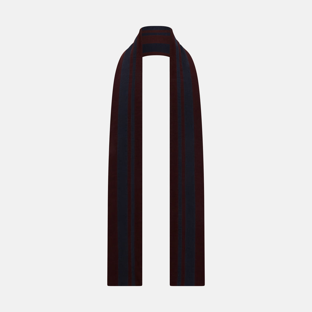 Navy and Burgundy Striped Double-Sided Corduroy Padded Scarf OS