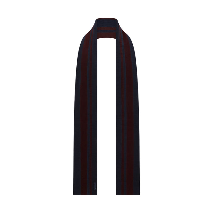 Navy and Burgundy Striped Double-Sided Corduroy Padded Scarf Image 3