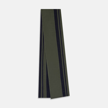 Navy and Olive Green Double-Stripe Double-Sided Corduroy Padded Scarf