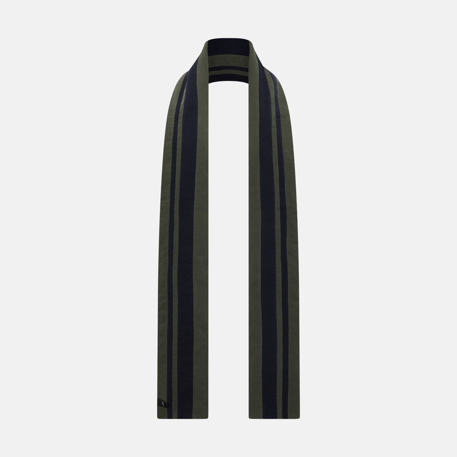 View 3 of product Navy and Olive Green Double-Stripe Double-Sided Corduroy Padded Scarf OS