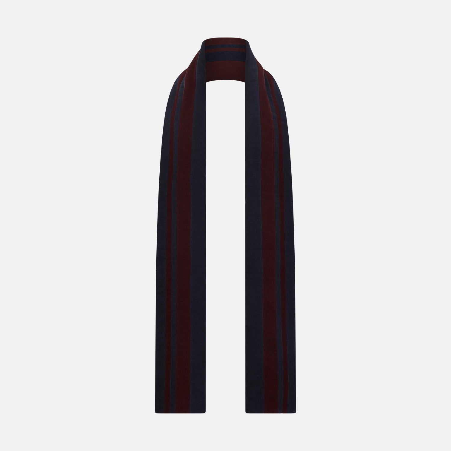 Image 1 of product Navy and Burgundy Double-Stripe Double-Sided Corduroy Padded Scarf OS