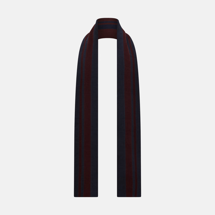 Navy and Burgundy Double-Stripe Double-Sided Corduroy Padded Scarf