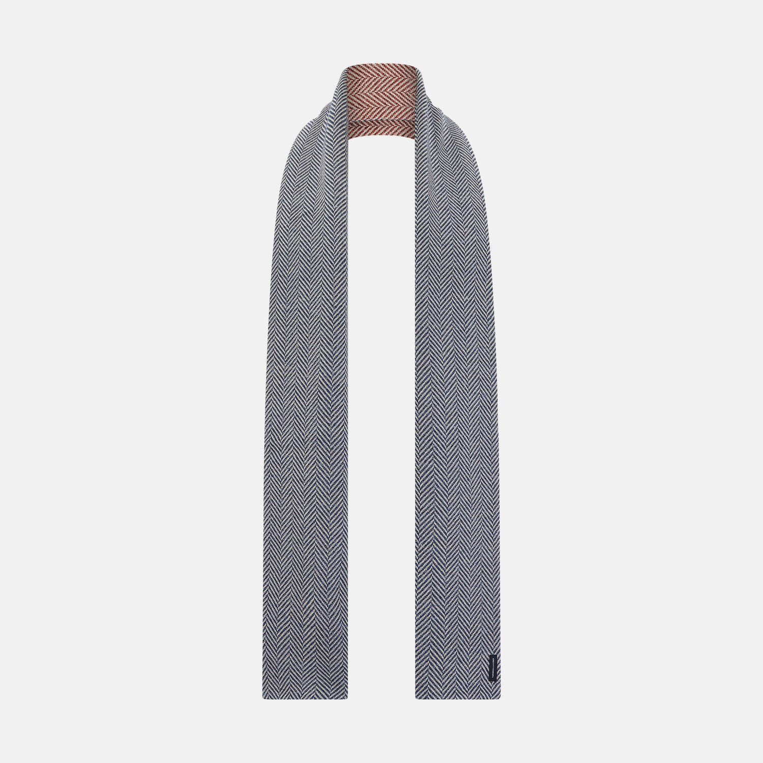 Image 1 of product Azzurro and Red Herringbone Linen and Cotton Double-Sided Knitted Scarf OS