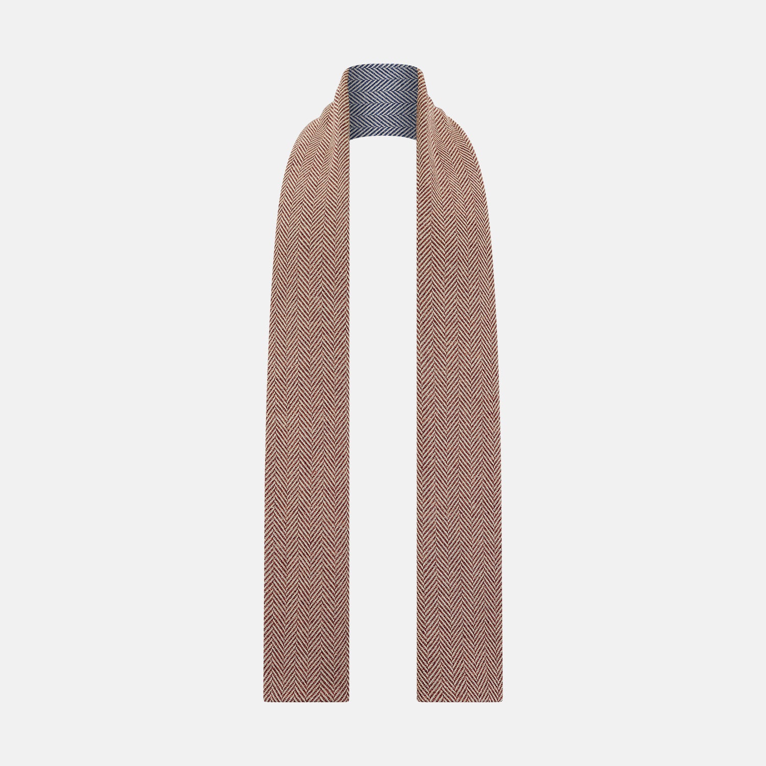 Image 3 of product Azzurro and Red Herringbone Linen and Cotton Double-Sided Knitted Scarf OS