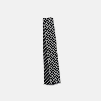 Chequered Navy on White Frame Small Scarf in Silk Image 2