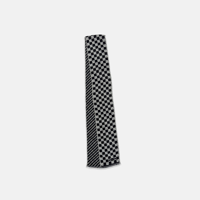 Chequered Navy on White Frame Small Scarf in Silk Image 4