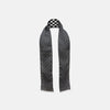 View 2 of product The Chequered Navy on Navy Frame Small Scarf in Silk from Turnbull & Asser UK, showcasing a sophisticated navy checkerboard pattern, is displayed against a plain white background.