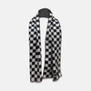 View 1 of product A Chequered Navy on Navy Frame Large Scarf in Silk by Turnbull & Asser UK, featuring a navy checkered design with striped detailing at the neck, is elegantly displayed against a plain white background—an accessory inspired by the enduring sophistication of British motoring, perfect for occasions such as the Concours of Elegance 2026.