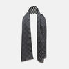 View 2 of product A Chequered Navy on Navy Frame Large Scarf in Silk by Turnbull & Asser UK, featuring a navy checkered design with striped detailing at the neck, is elegantly displayed against a plain white background—an accessory inspired by the enduring sophistication of British motoring, perfect for occasions such as the Concours of Elegance 2026.