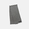 View 3 of product A Chequered Navy & White Scarf in Silk by Turnbull & Asser UK is displayed against a plain white background, showcasing its long, luxurious silk fabric with a striking navy and white checkered pattern.