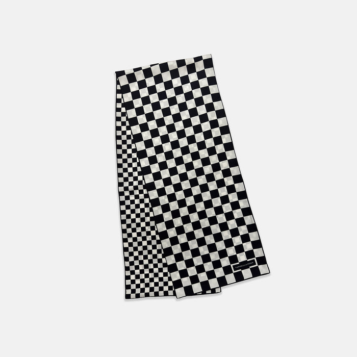 Chequered Navy & White Scarf in Silk Image 4