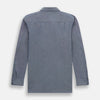 View 4 of product The Turnbull & Asser Steel Blue Piccadilly Shirt features long sleeves, a button-up front, two chest pockets, and white buttons, shown against a plain white background.