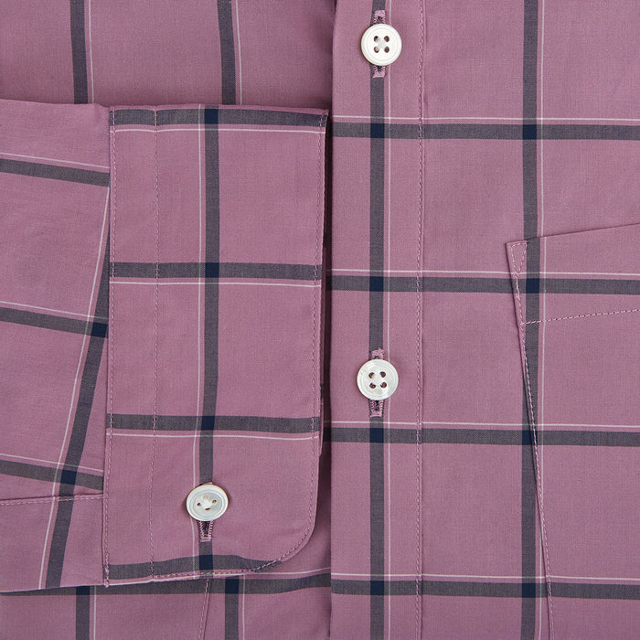Antique Pink Grid Check Piccadilly Shirt Image 4
