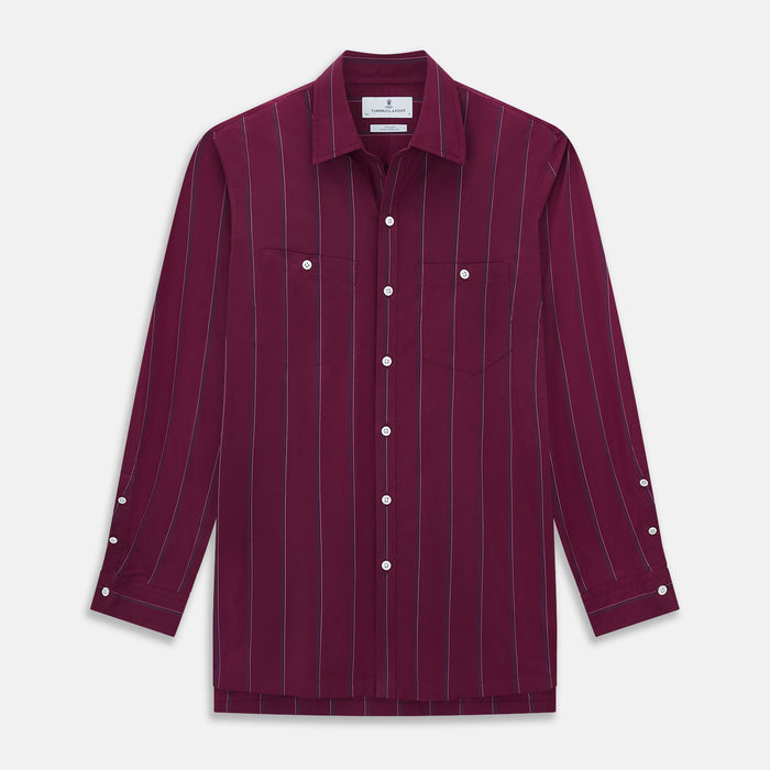 Wine Track Stripe Piccadilly Shirt