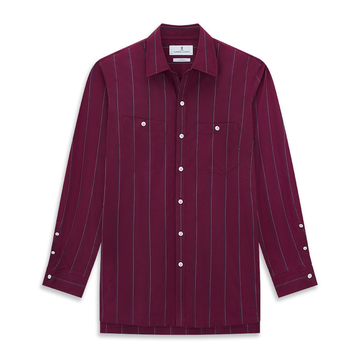 Wine Track Stripe Piccadilly Shirt Image 6