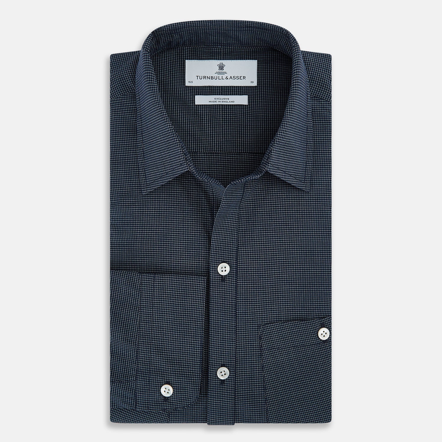 View 5 of product Navy and White Pin Check Piccadilly Shirt 18.5
