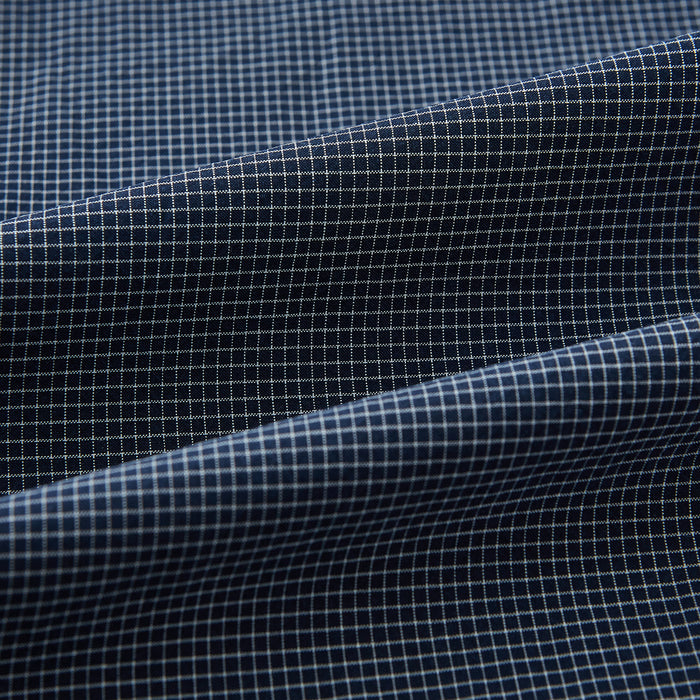 Navy and White Pin Check Piccadilly Shirt Image 5