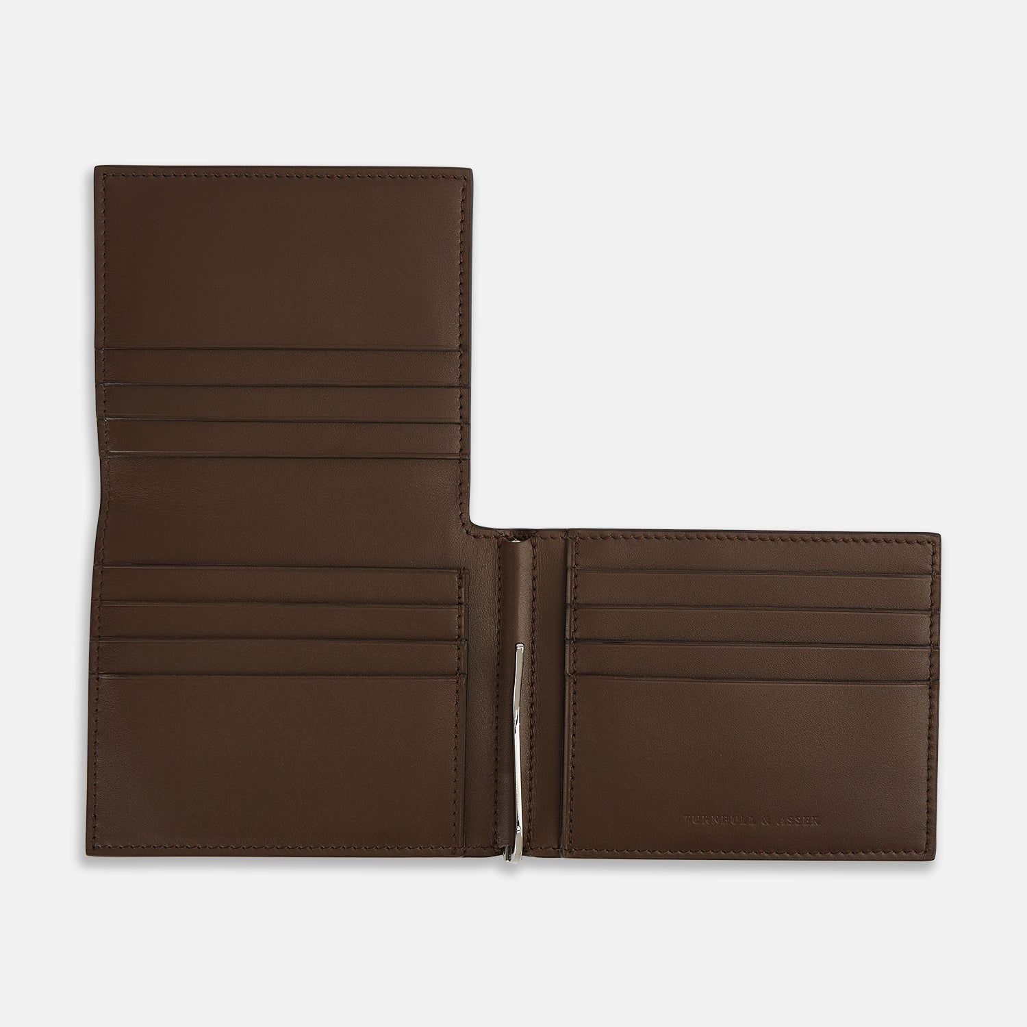 View 3 of product Dark Chocolate  Leather Trifold Card Holder with Metal Money Clip OS