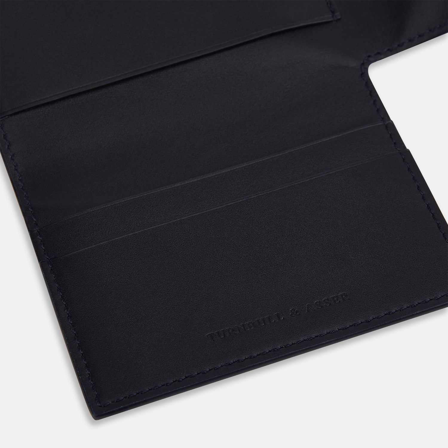 View 4 of product Navy Leather Trifold Wallet OS