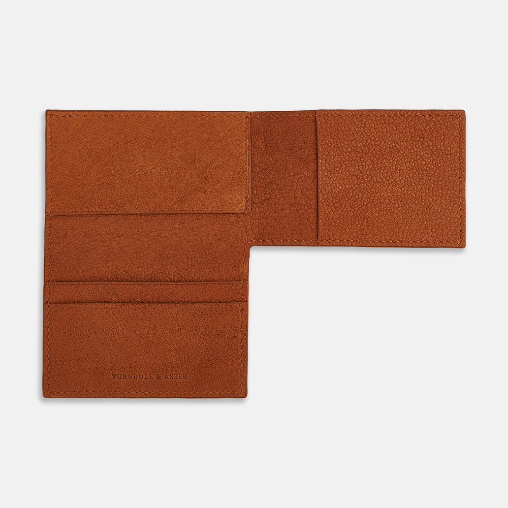 Cognac Full-Grain Leather Trifold Wallet OS
