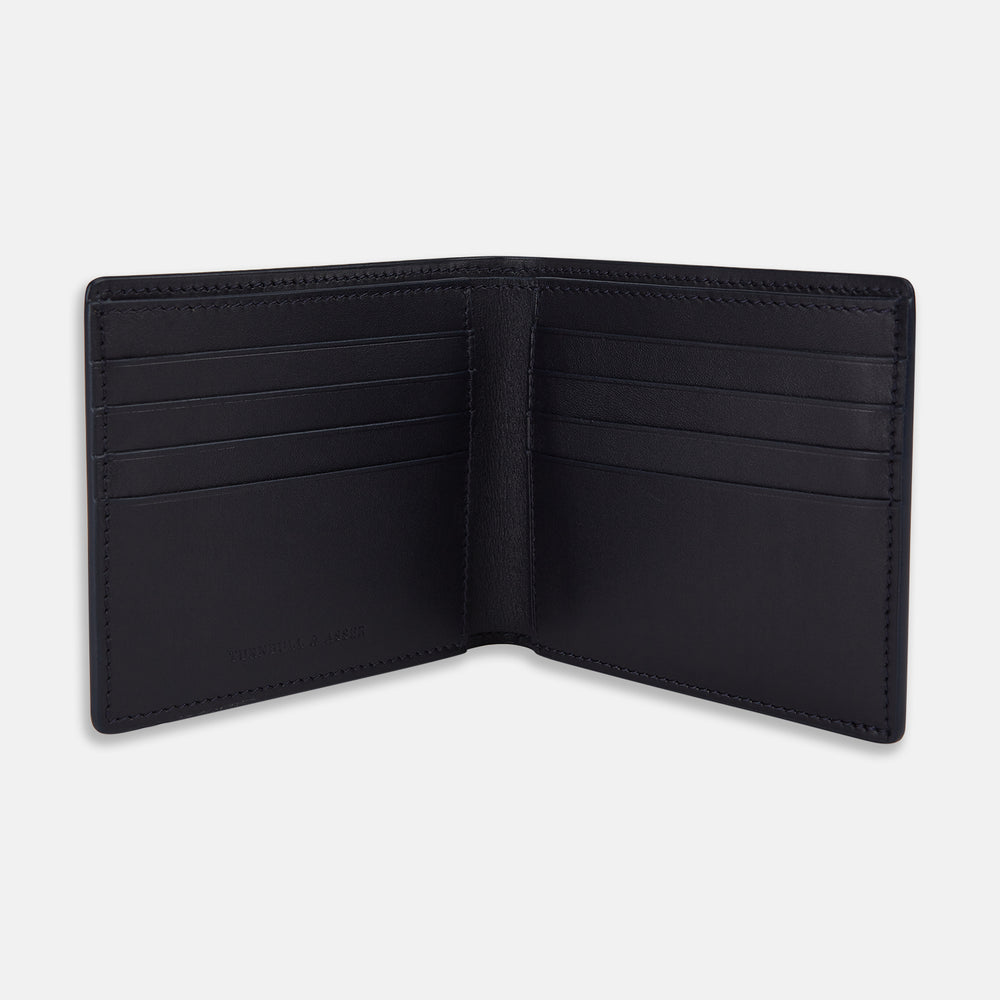 Navy Leather Bi-Fold Wallet OS