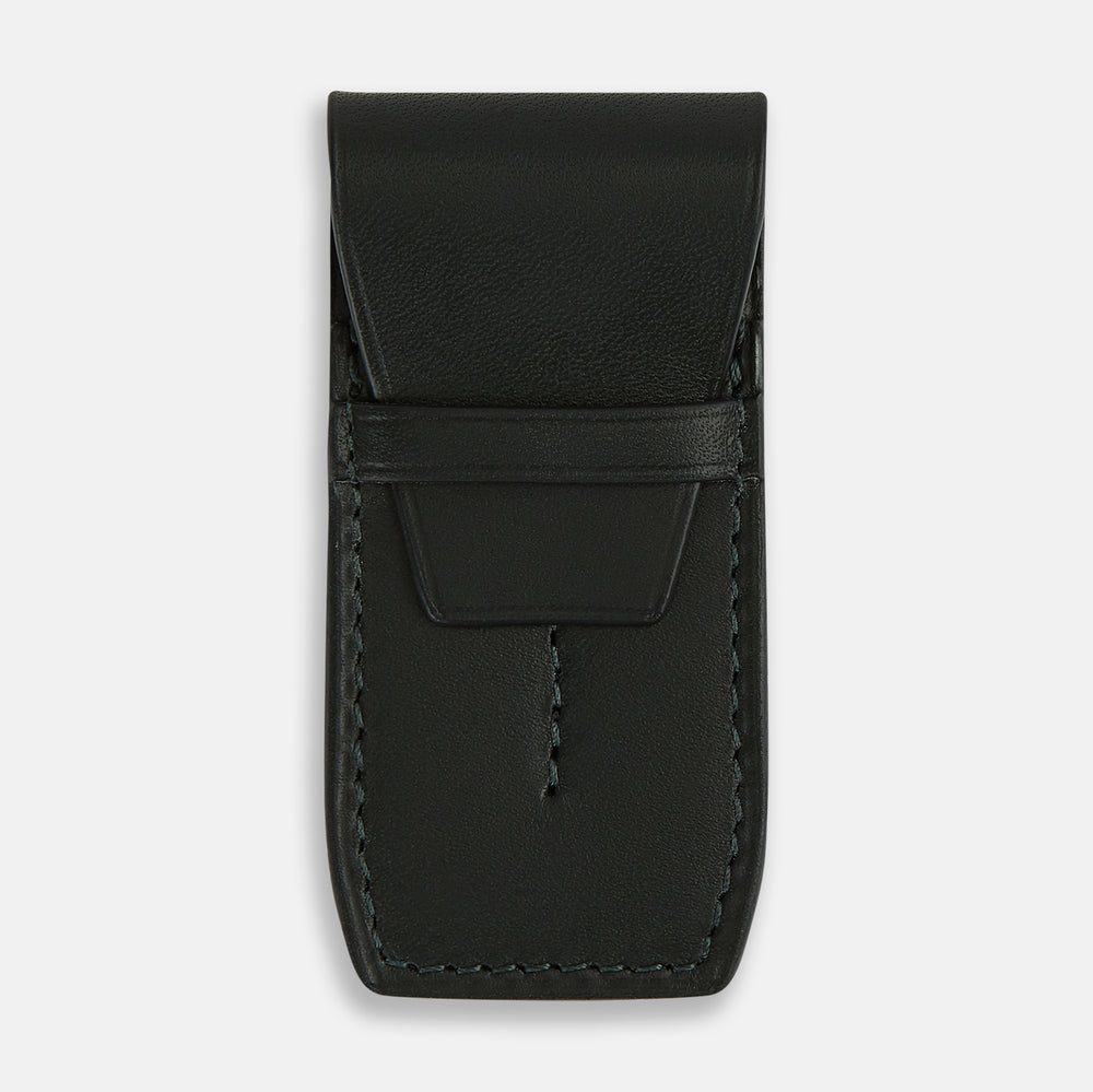 Forest Green Leather Collar-Stay Holder OS