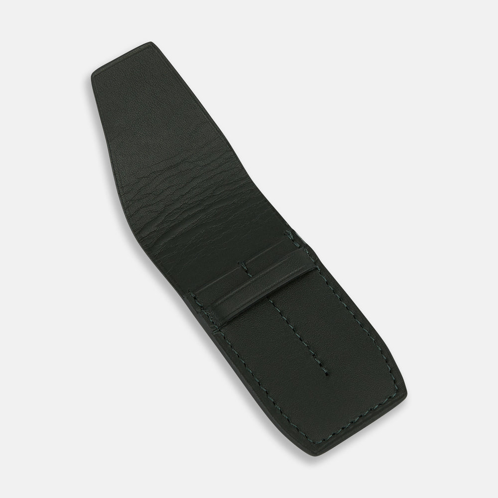 Forest Green Leather Collar-Stay Holder OS