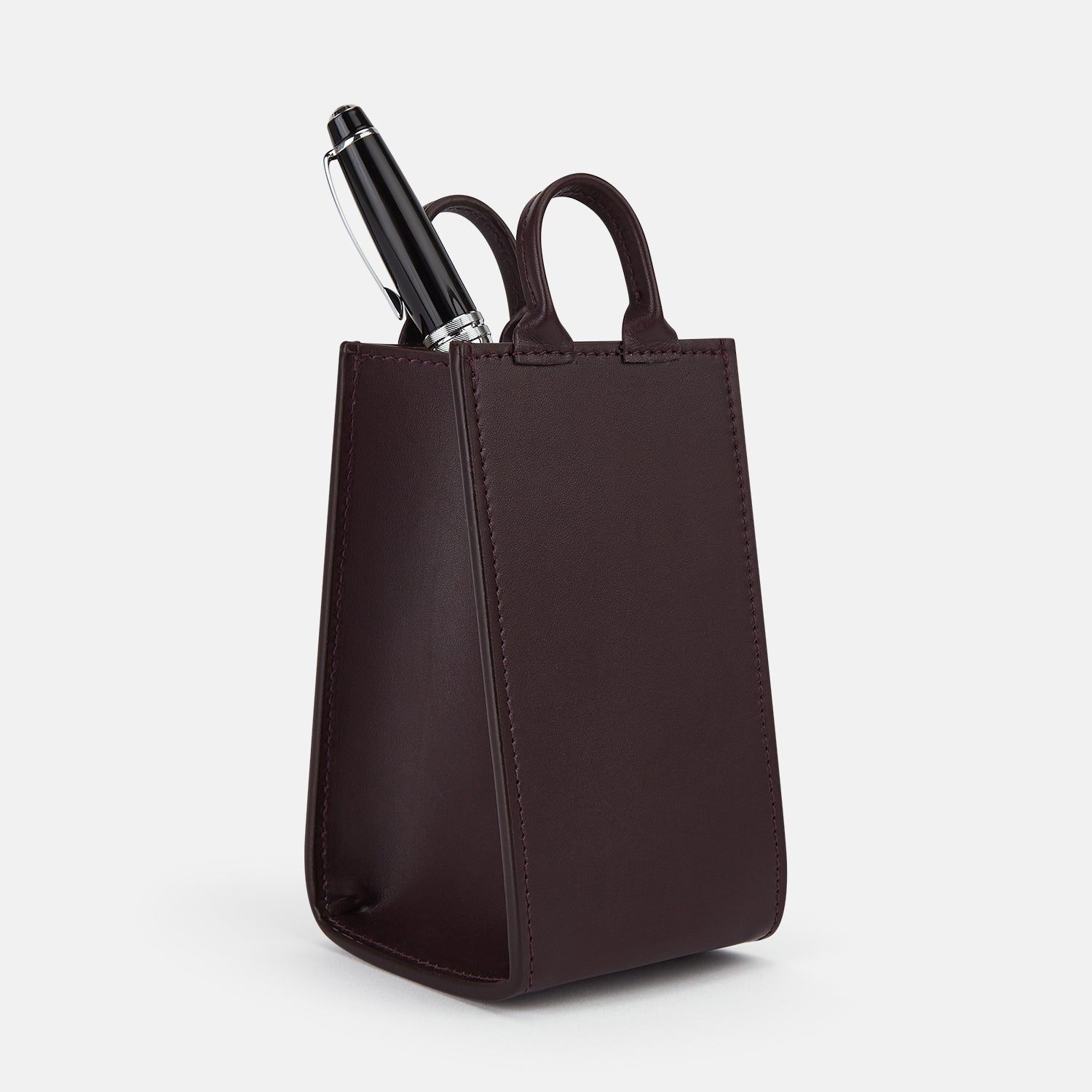 View 4 of product Burgundy Leather Pen holder OS