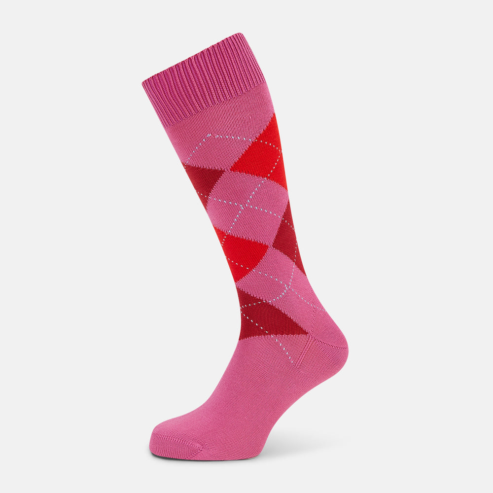 Antique Pink Check Mid-Length Socks 13