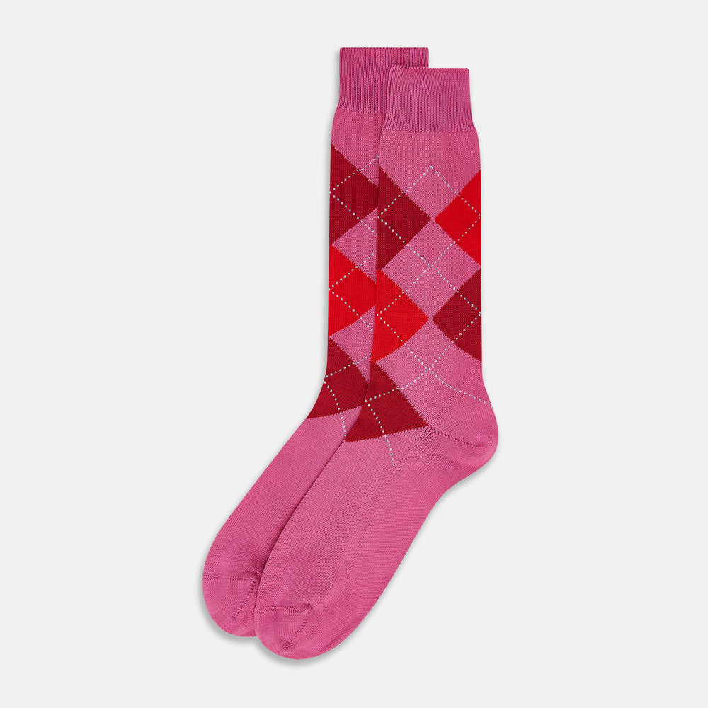 Antique Pink Check Mid-Length Socks 13