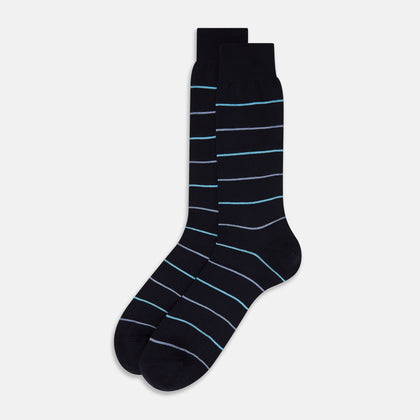Navy Striped Mid-Length Socks