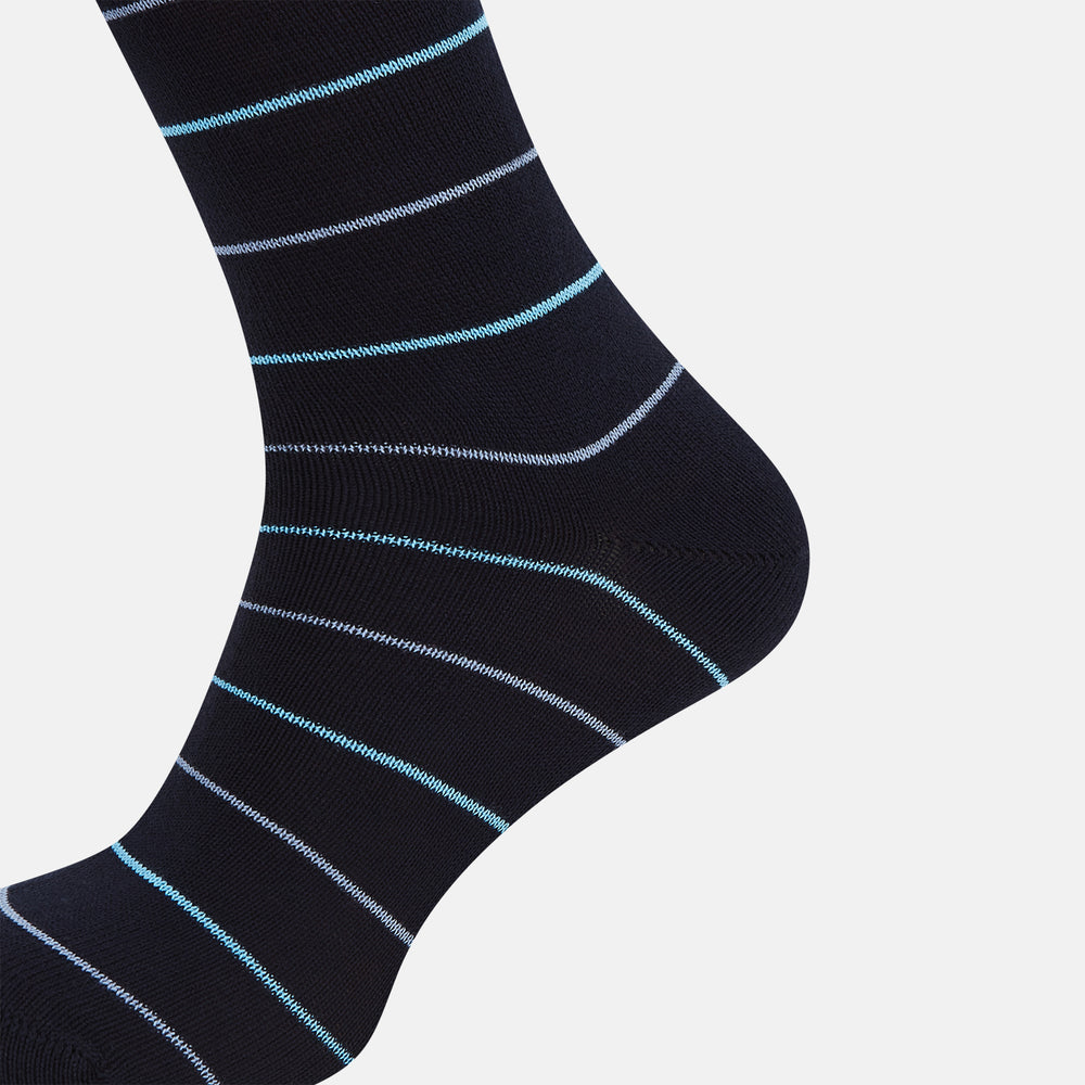 Navy Striped Mid-Length Socks 13