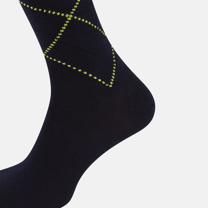 Navy Diamond Long Socks Image 3