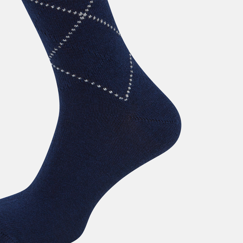 SOCKS LONG COTTON DIAMOND ON AZZURRO 13