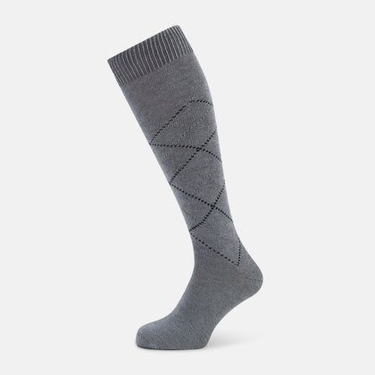 Light Grey Melange Diamond Long Socks