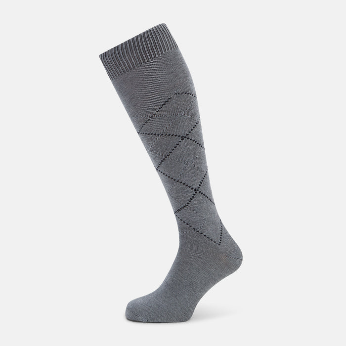 Light Grey Melange Diamond Long Socks