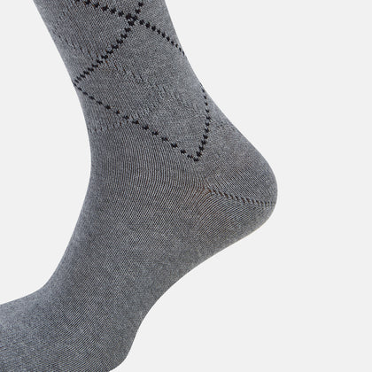 Light Grey Melange Diamond Long Socks Image 3