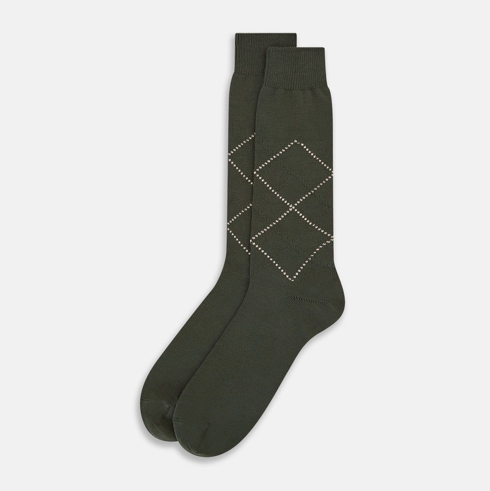 SOCKS SHORT COTTON DIAMOND ON OLIVE 13
