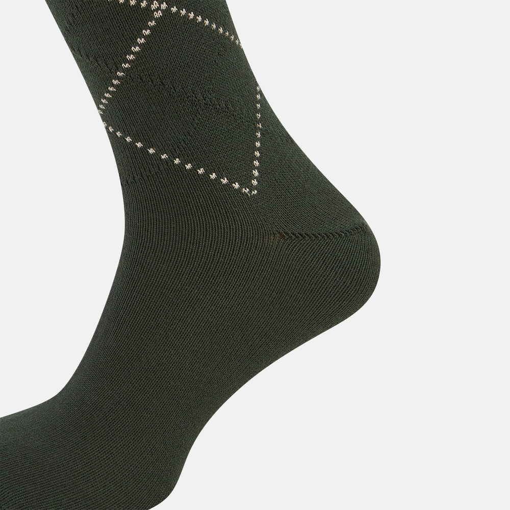 SOCKS SHORT COTTON DIAMOND ON OLIVE 13