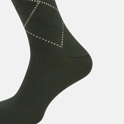 SOCKS SHORT COTTON DIAMOND ON OLIVE Image 3