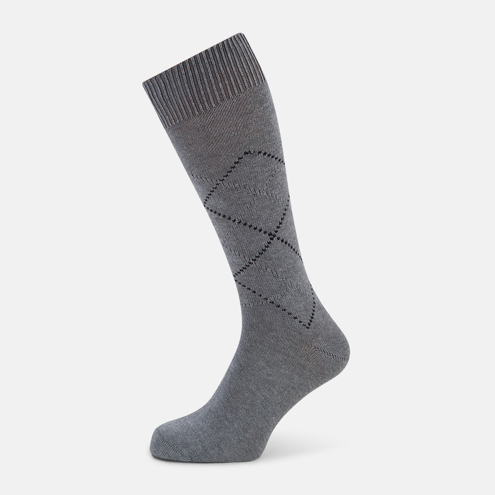 SOCKS SHORT COTTON DIAMOND ON LIGHT GREY MELANAGE 11+